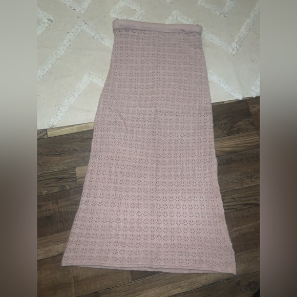 Zara knit sweater midi skirt blush M winter spring elastic waist boho winter - Picture 3 of 6